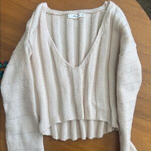 Molly Green V-Neck Cropped Sweater Cream Small